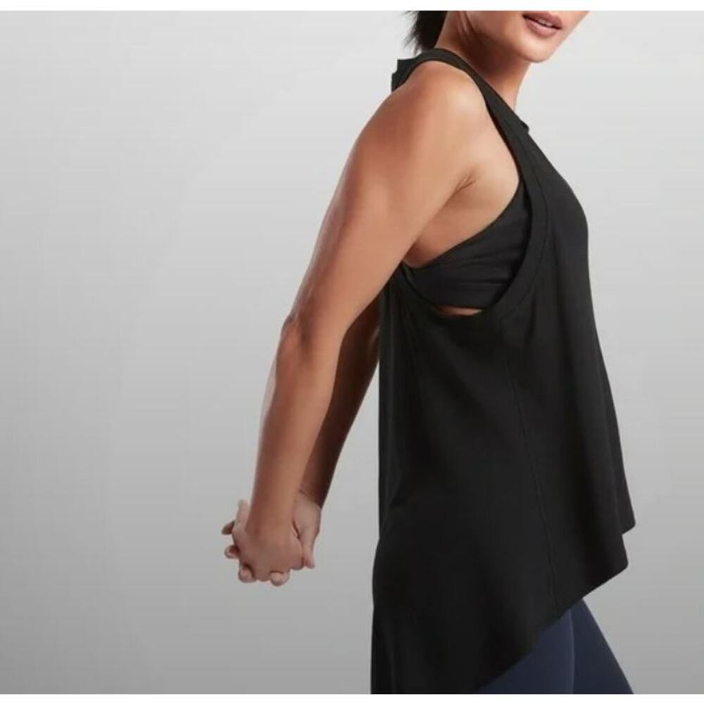 Athleta Black Essence High Low‎ Loose Fitting Tank Top Size S